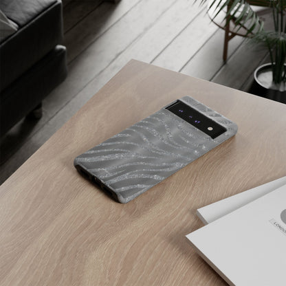Silver Glitter Zebra Tough Case