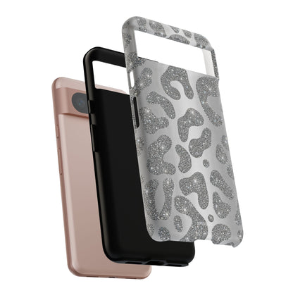 Silver Glitter Leopard Tough Case