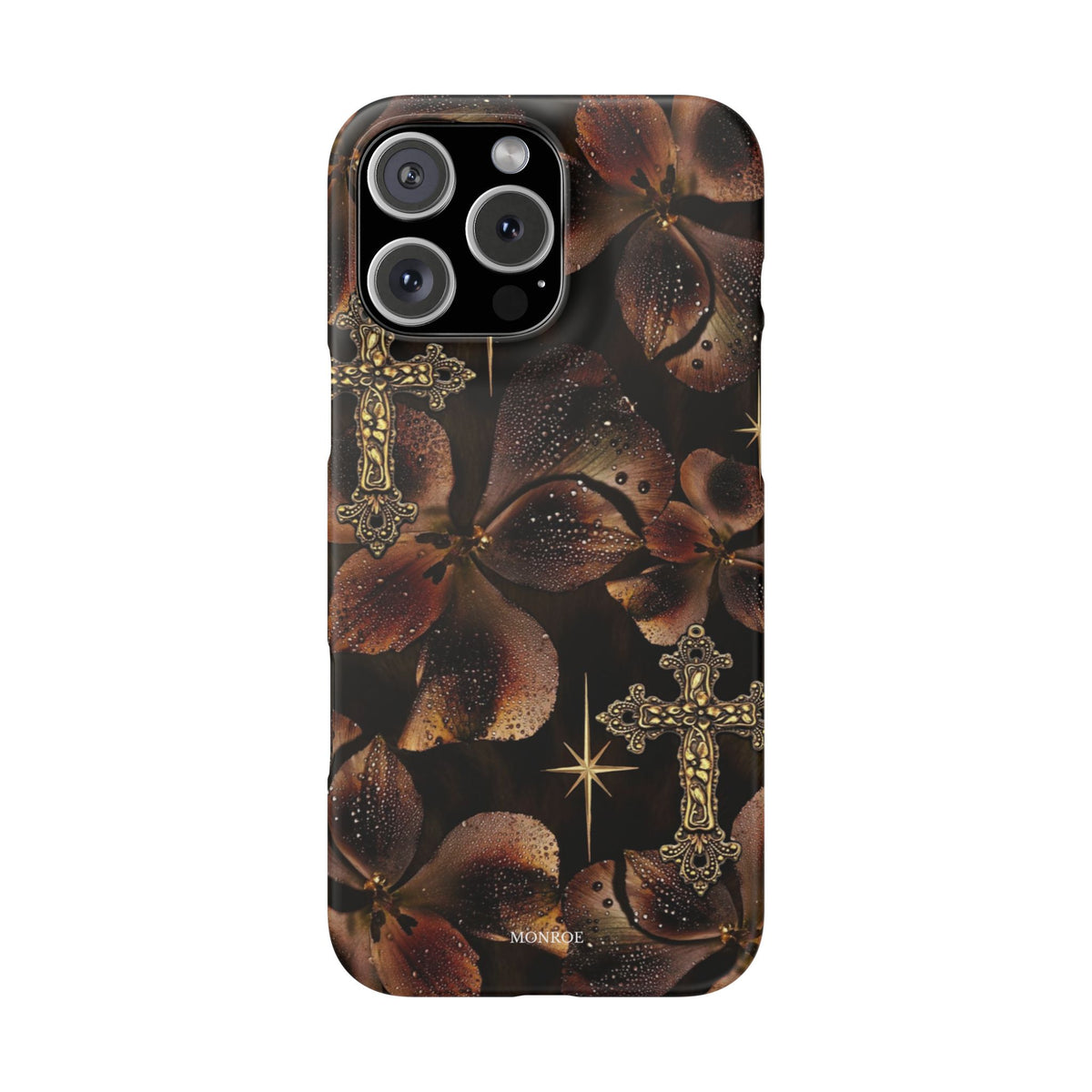 Brown Floral Cross Case