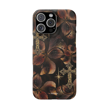 Brown Floral Cross Case
