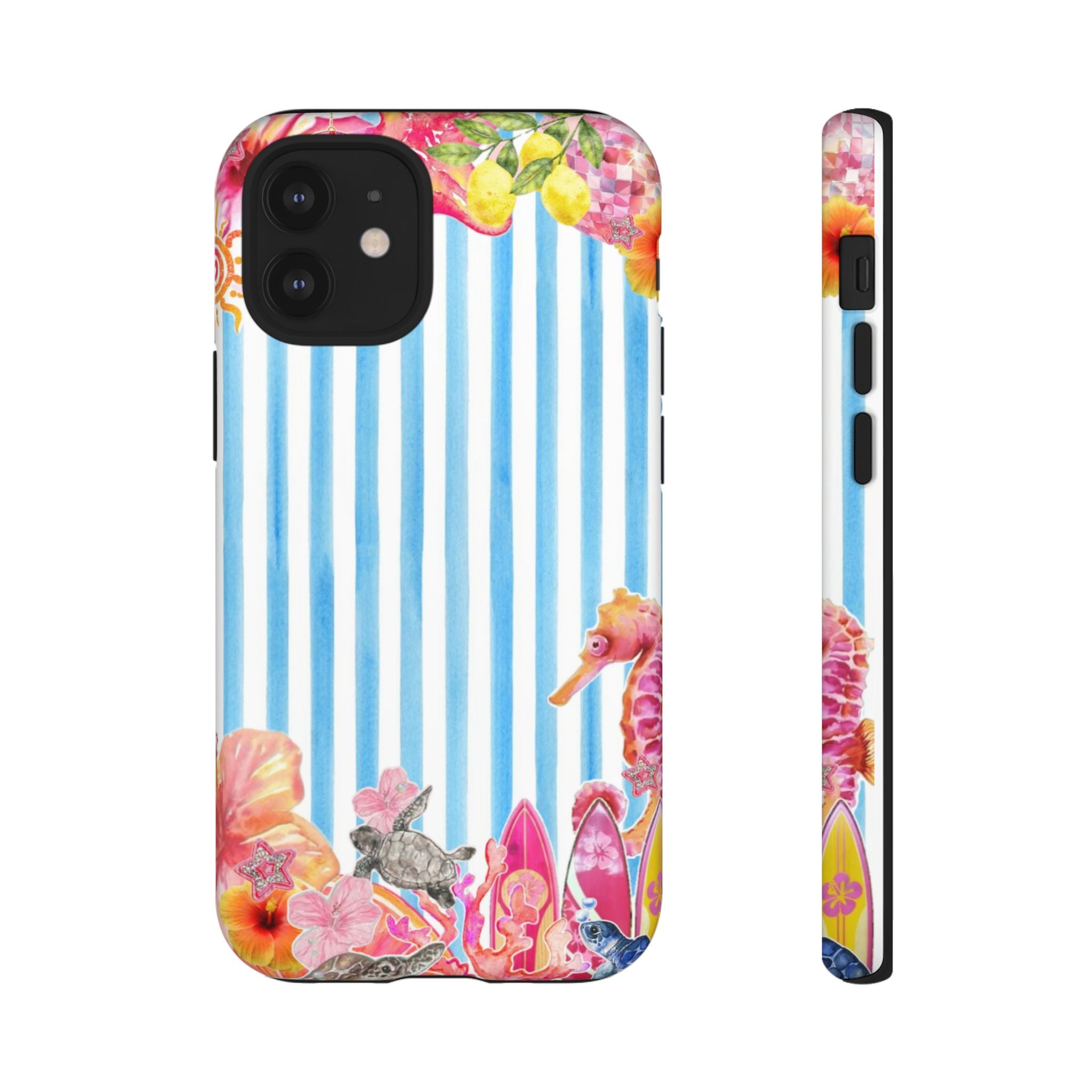 Beach Blue Striped Tough Phone Case