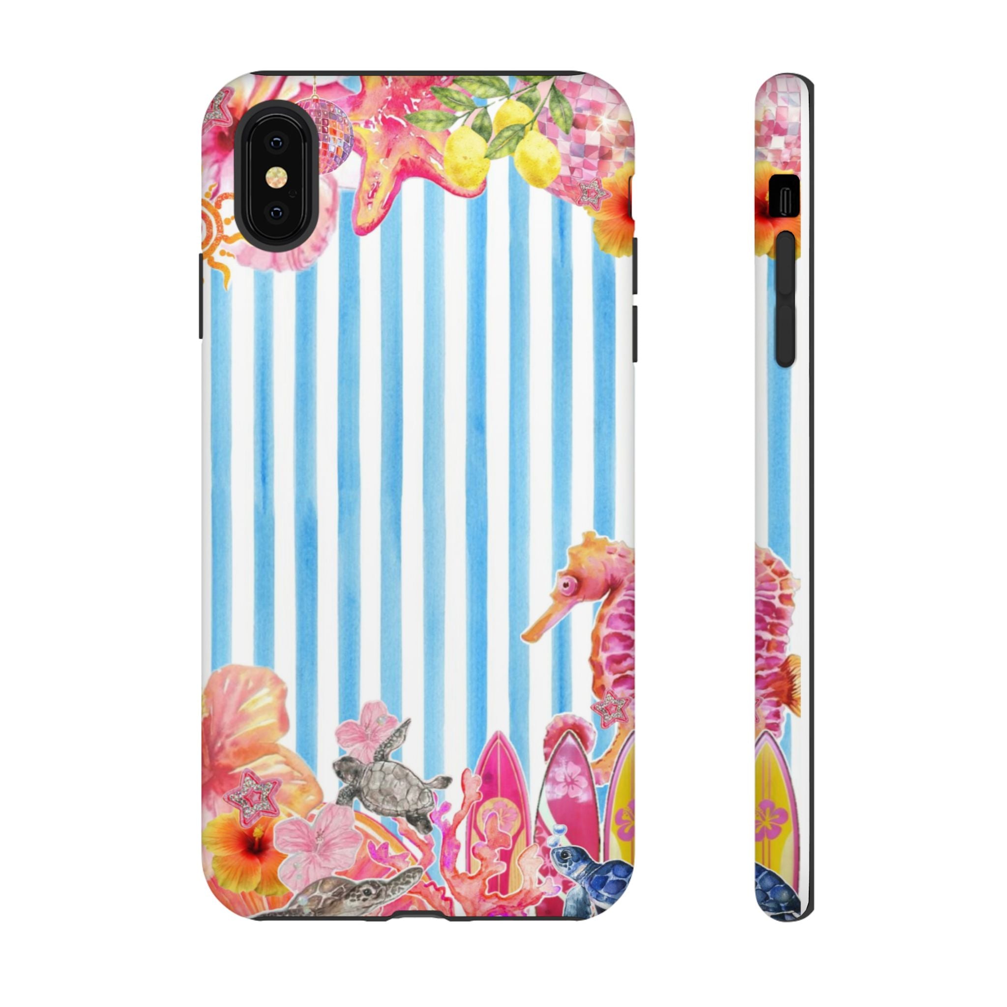 Beach Blue Striped Tough Phone Case