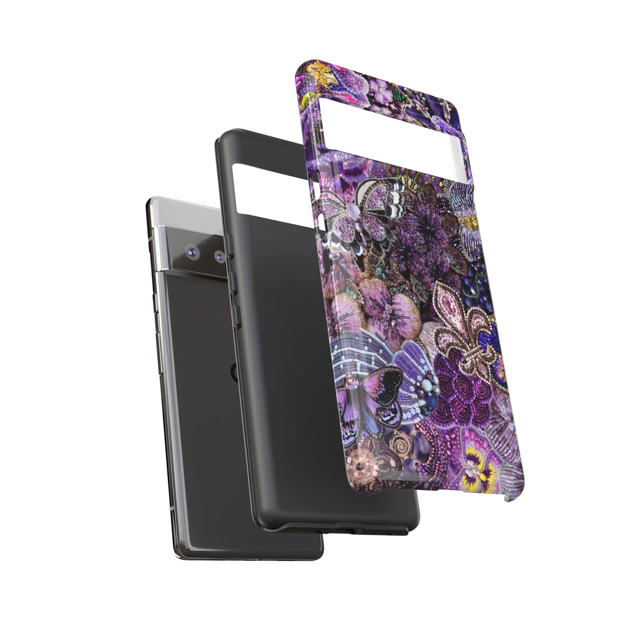Purple Fleur-de-Lis Floral Tough Phone Case