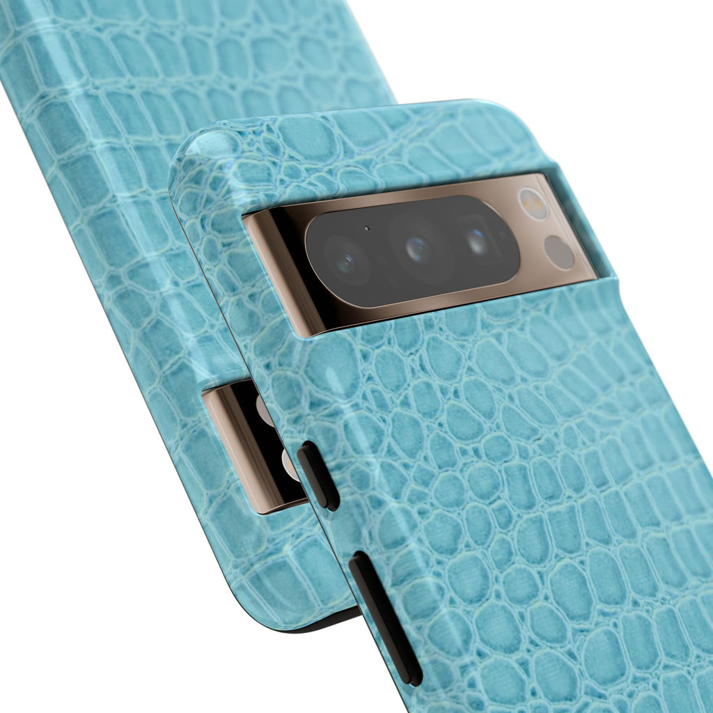 Croc Embossed Turquoise Phone Case