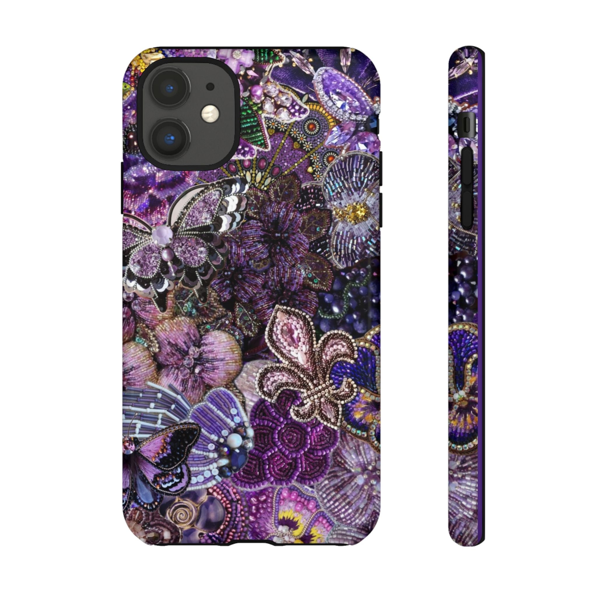 Purple Fleur-de-Lis Floral Tough Phone Case