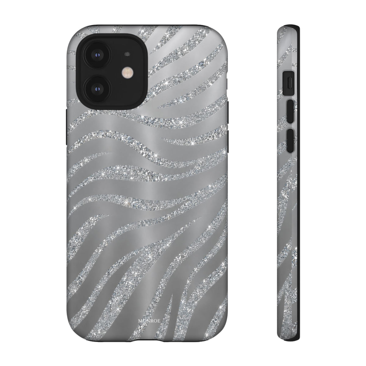 Silver Glitter Zebra Tough Case