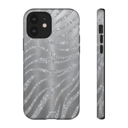 Silver Glitter Zebra Tough Case