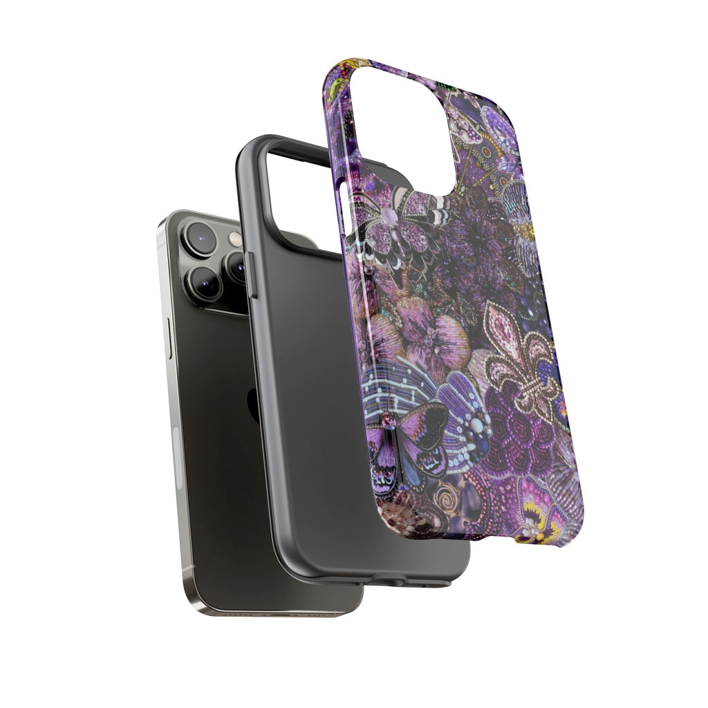 Purple Fleur-de-Lis Floral Tough Phone Case