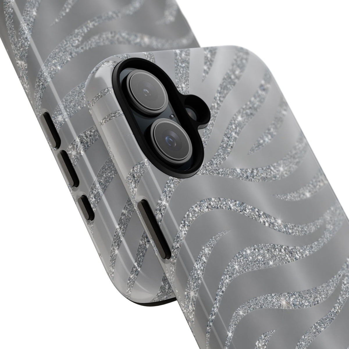 Silver Glitter Zebra Tough Case