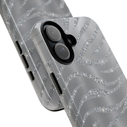 Silver Glitter Zebra Tough Case