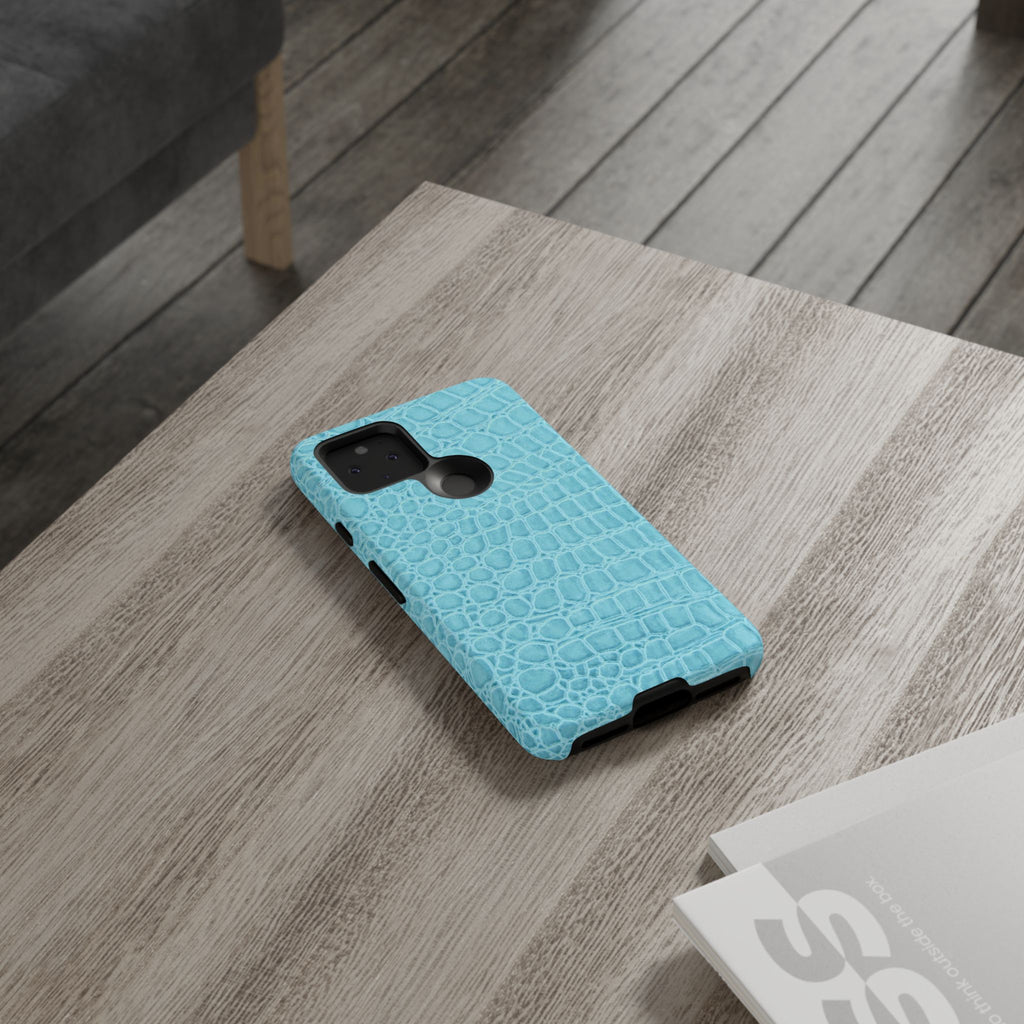 Croc Embossed Turquoise Phone Case