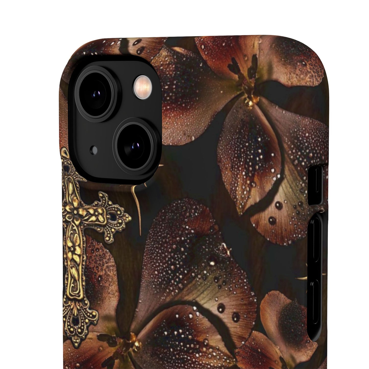Brown Floral Cross Case