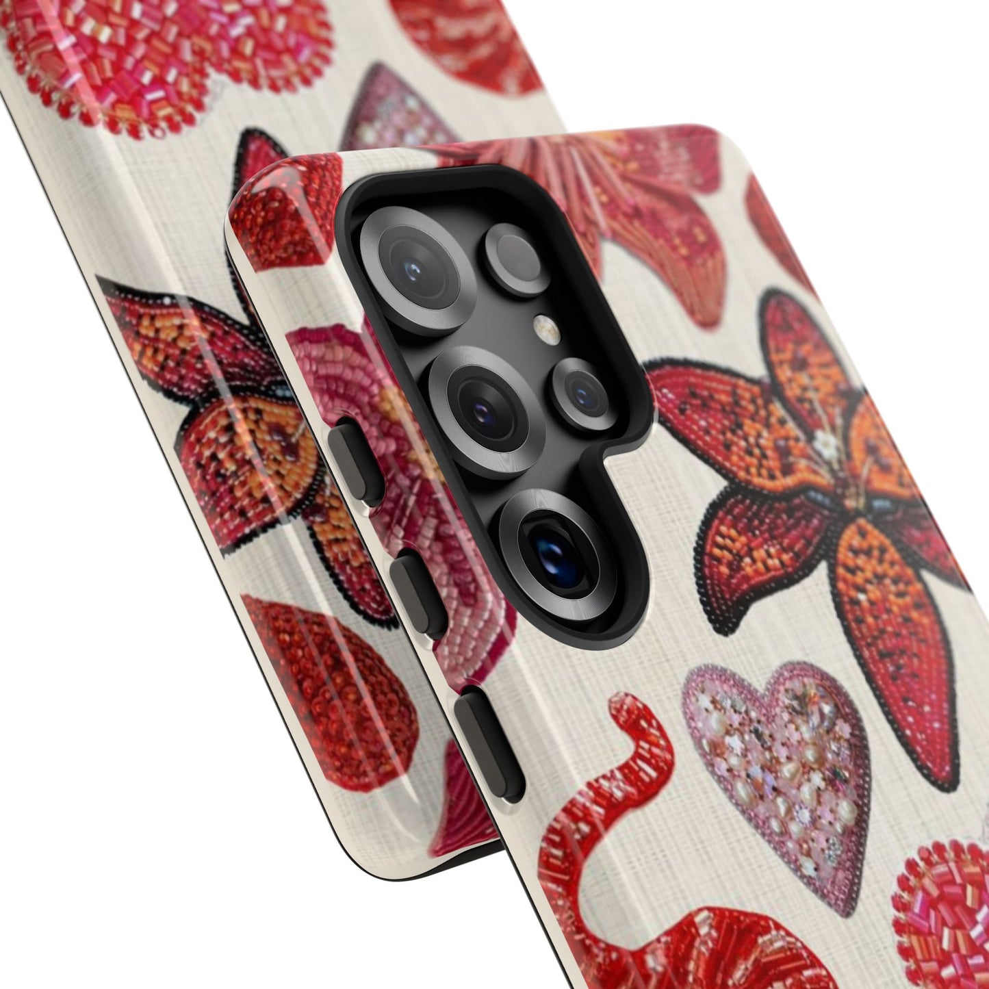 Floral & Heart Pattern Tough Case