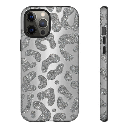 Silver Glitter Leopard Tough Case