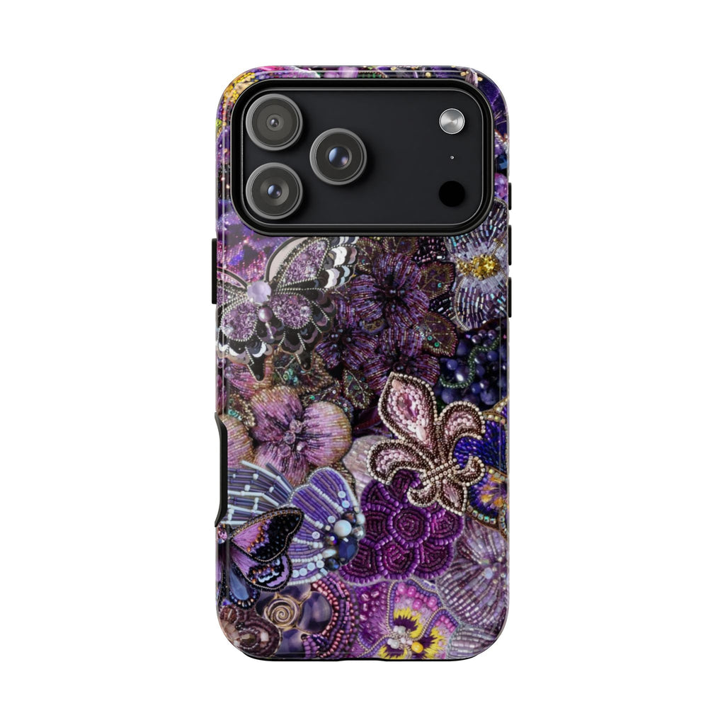 Purple Fleur-de-Lis Floral Tough Phone Case