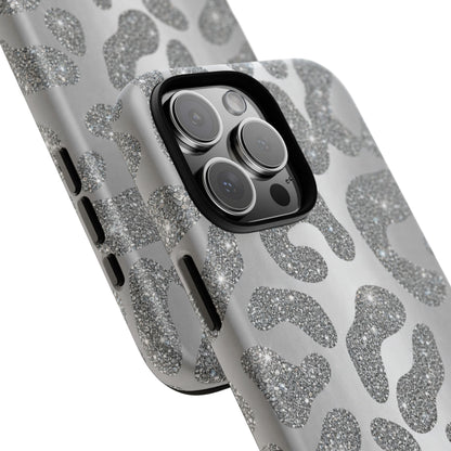 Silver Glitter Leopard Tough Case