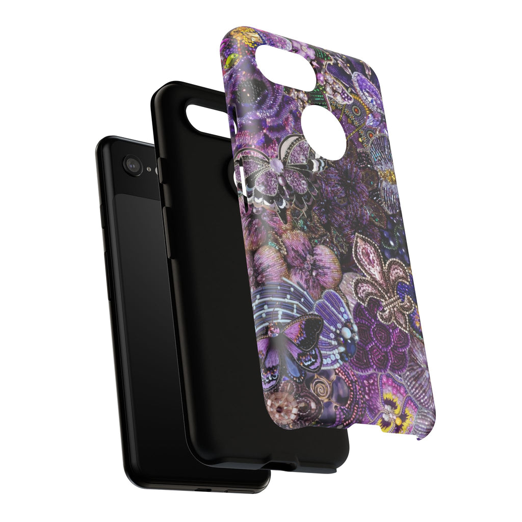 Purple Fleur-de-Lis Floral Tough Phone Case