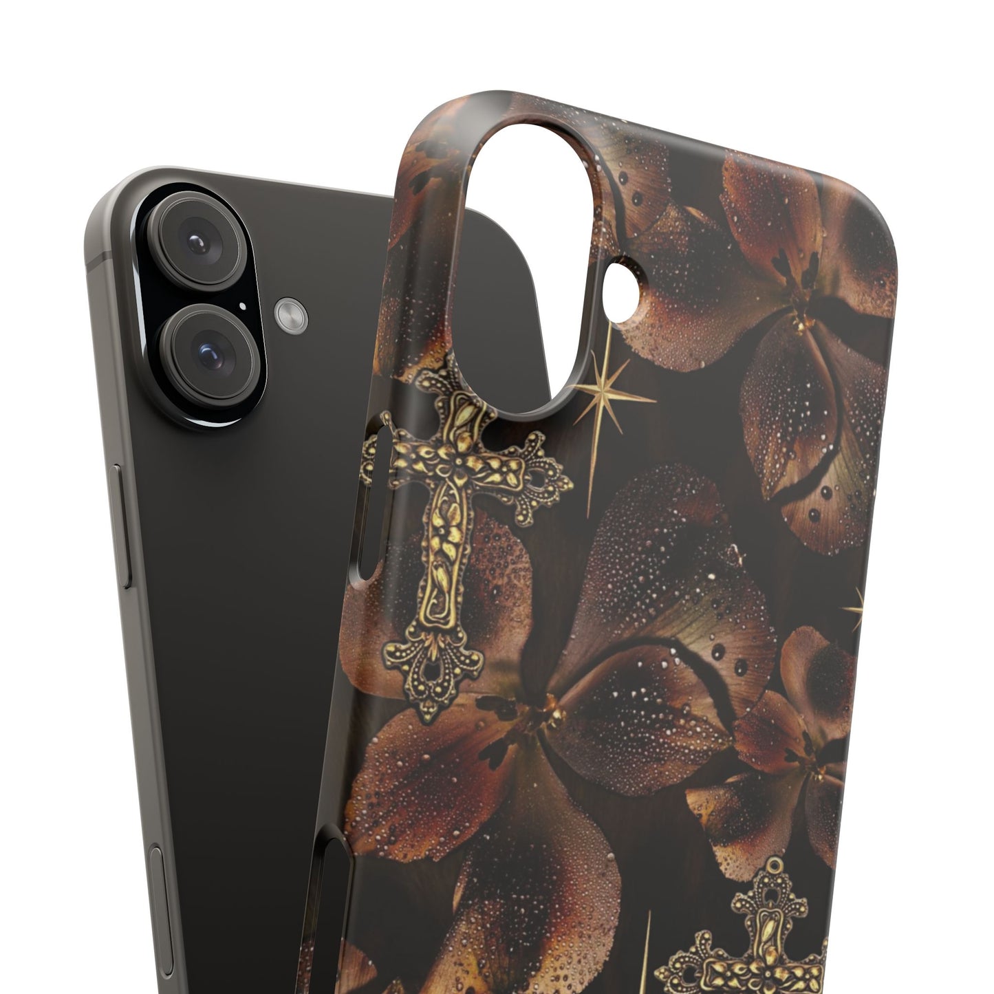Brown Floral Cross Case