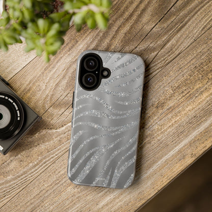 Silver Glitter Zebra Tough Case