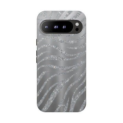 Silver Glitter Zebra Tough Case
