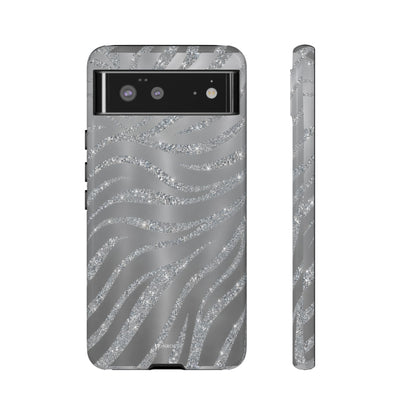 Silver Glitter Zebra Tough Case