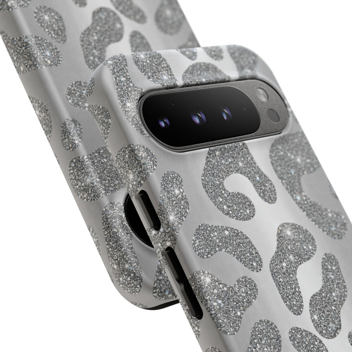 Silver Glitter Leopard Tough Case