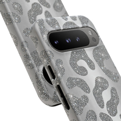 Silver Glitter Leopard Tough Case