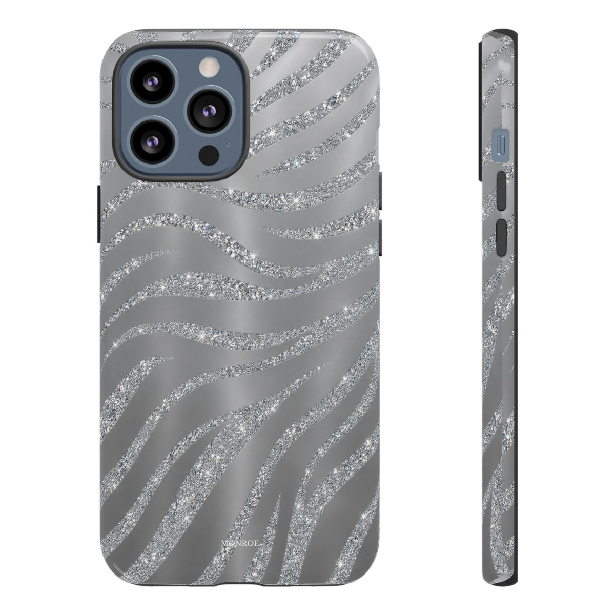 Silver Glitter Zebra Tough Case