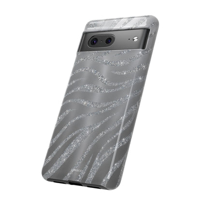 Silver Glitter Zebra Tough Case