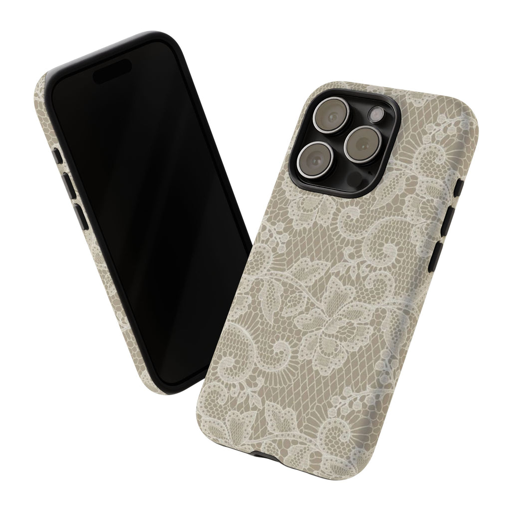 White Lace Pattern Tough Phone Case