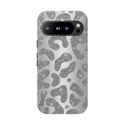 Silver Glitter Leopard Tough Case