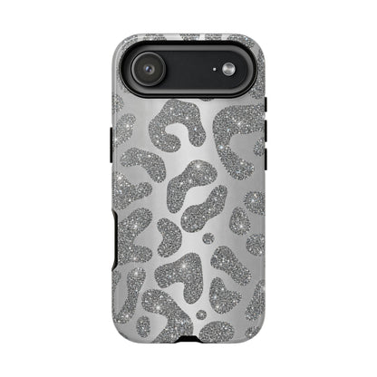 Silver Glitter Leopard Tough Case