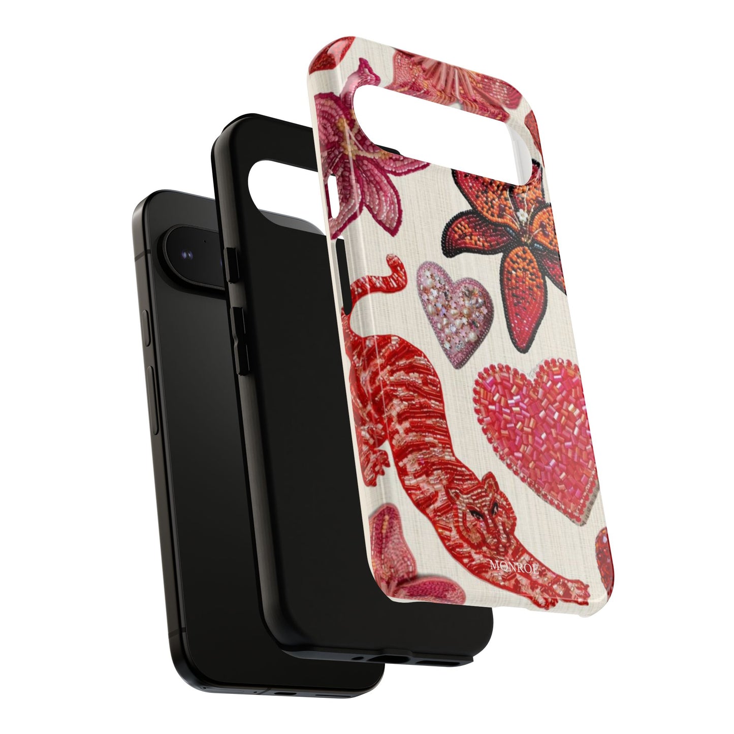Floral & Heart Pattern Tough Case