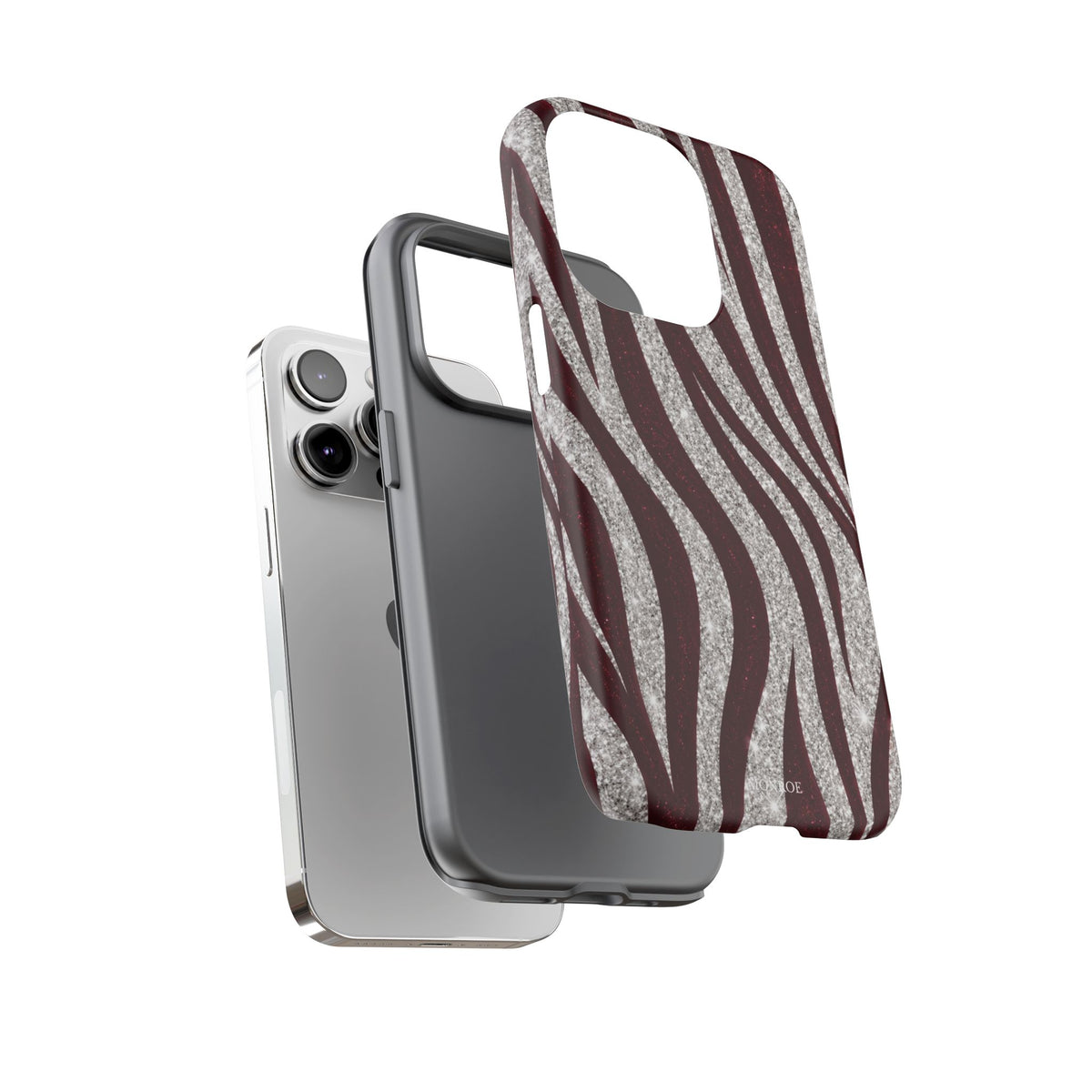 Burgundy Zebra Glitter Tough Case