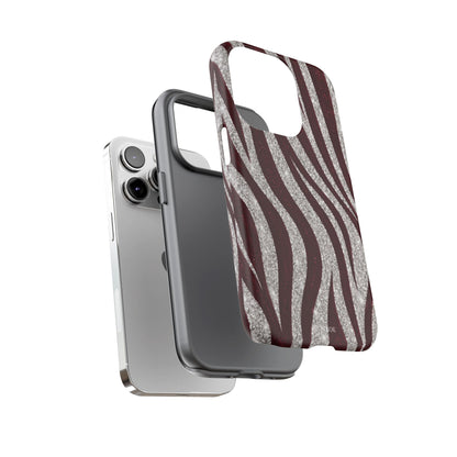 Burgundy Zebra Glitter Tough Case