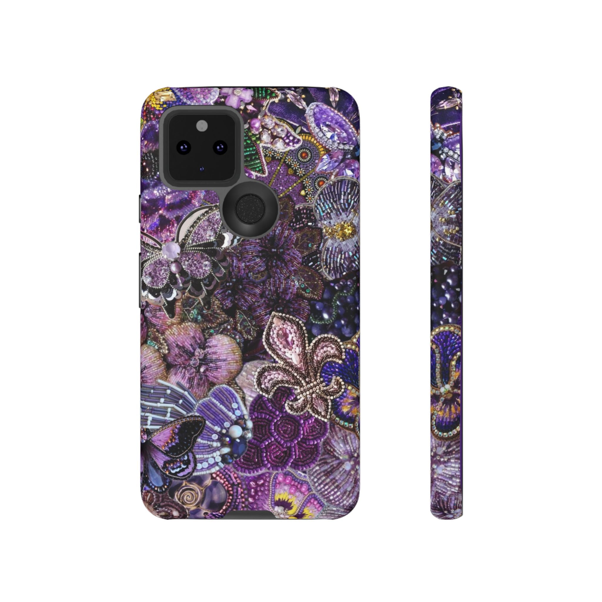 Purple Fleur-de-Lis Floral Tough Phone Case