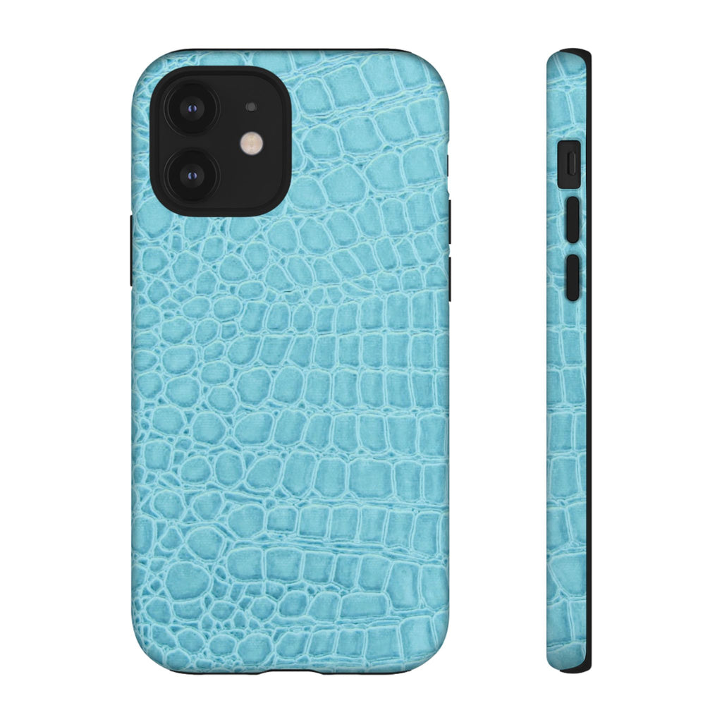 Croc Embossed Turquoise Phone Case