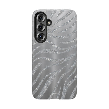 Silver Glitter Zebra Tough Case