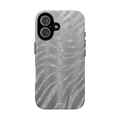 Silver Glitter Zebra Tough Case