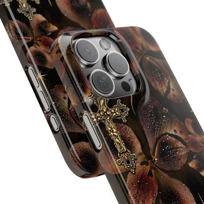 Brown Floral Cross Case