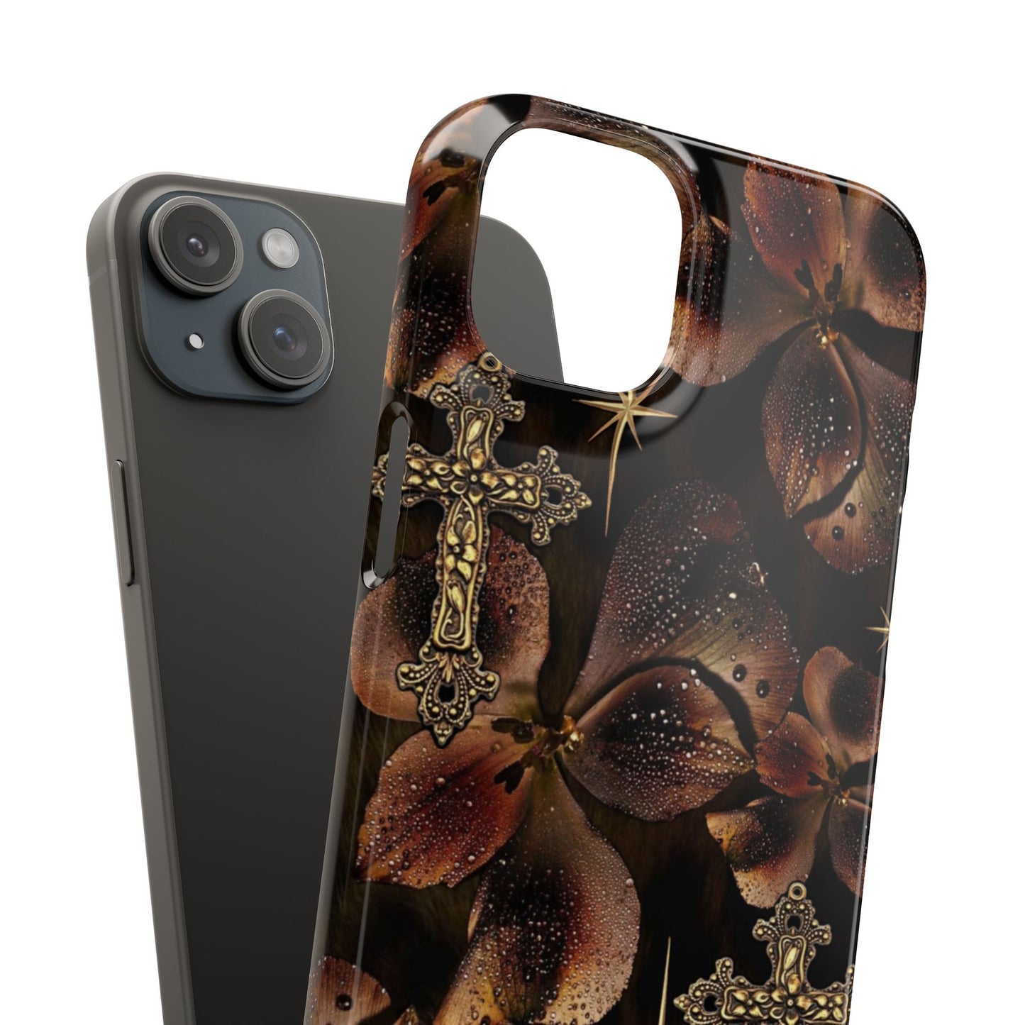 Brown Floral Cross Case