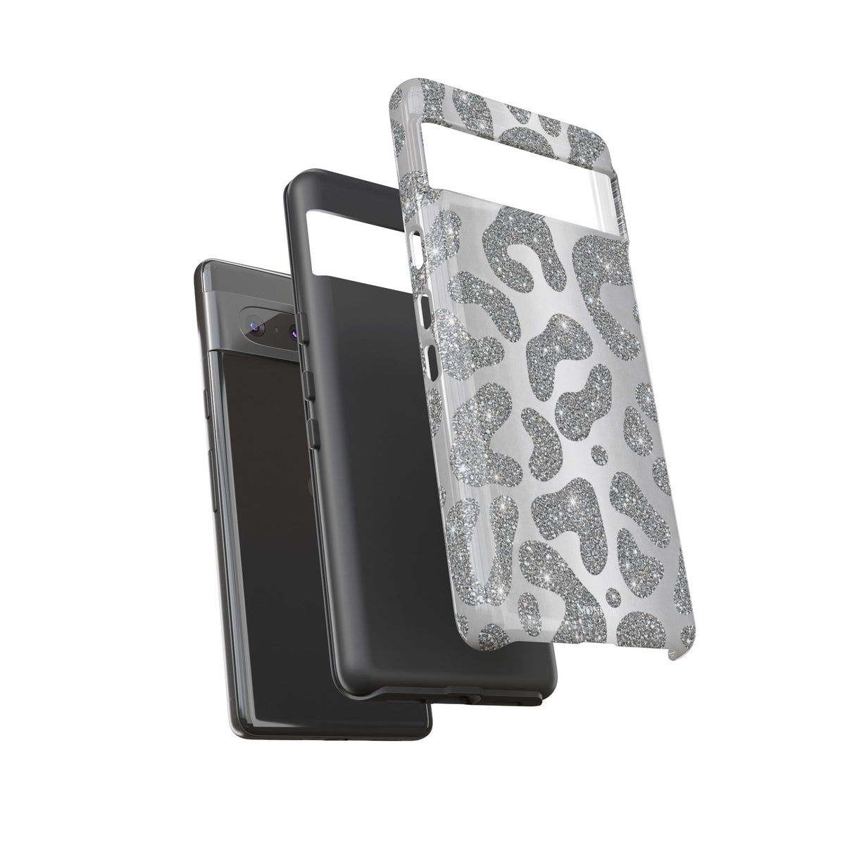 Silver Glitter Leopard Tough Case