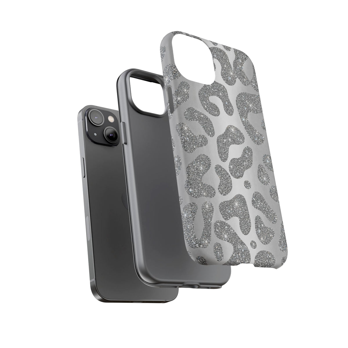Silver Glitter Leopard Tough Case