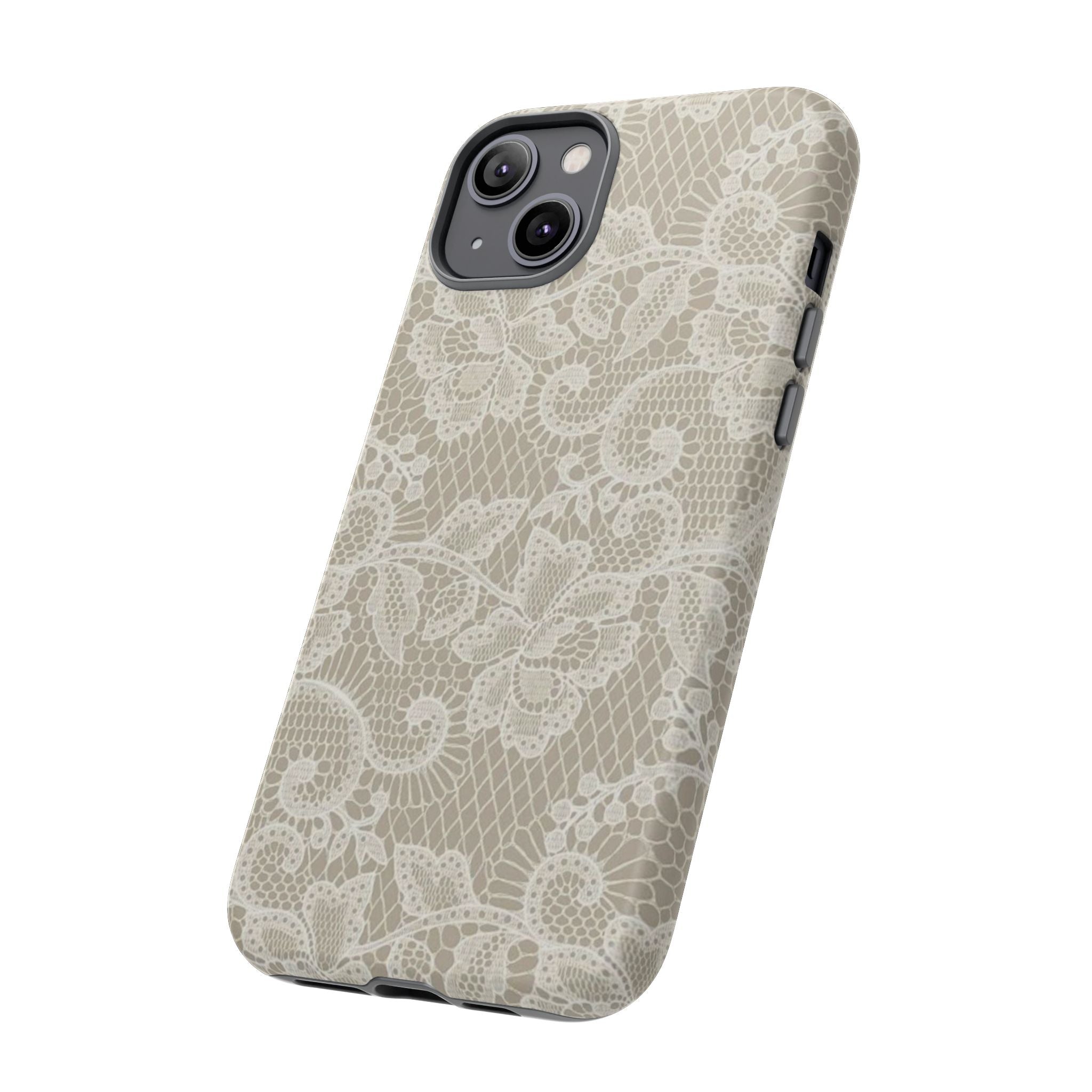 White Lace Pattern Tough Phone Case