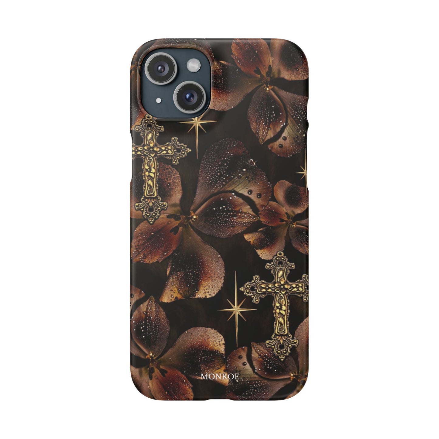 Brown Floral Cross Case
