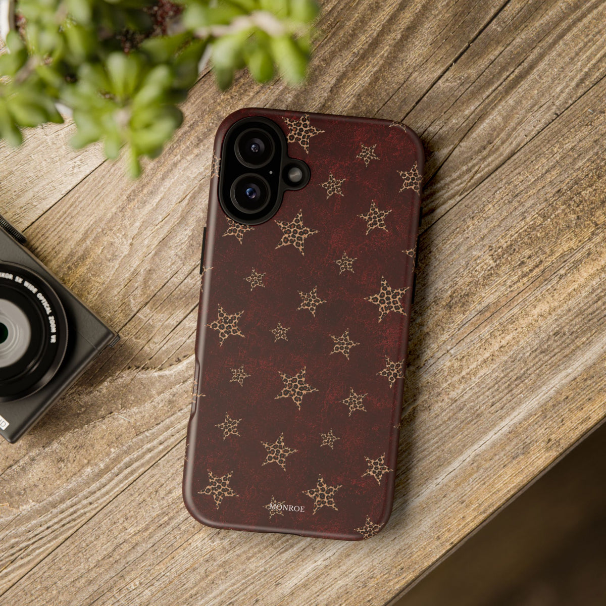Burgundy Leopard Star Tough Case