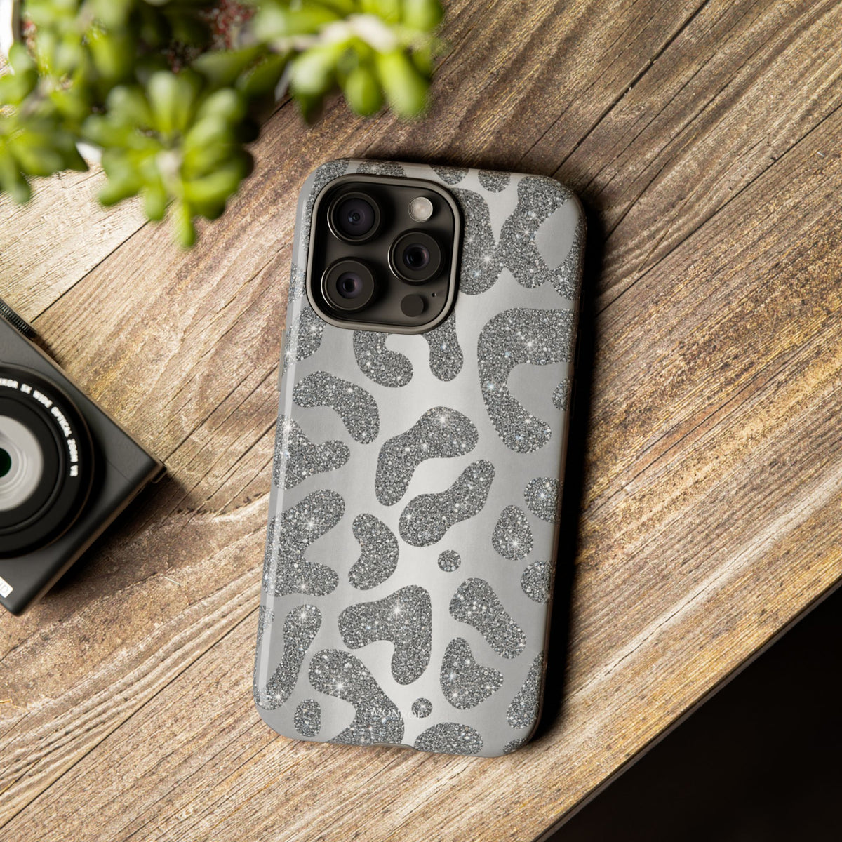 Silver Glitter Leopard Tough Case