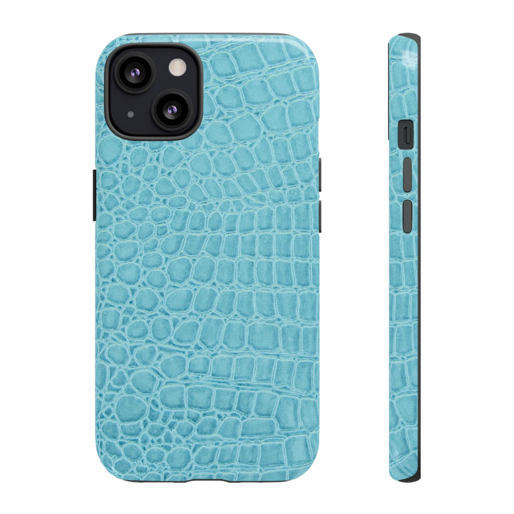 Croc Embossed Turquoise Phone Case