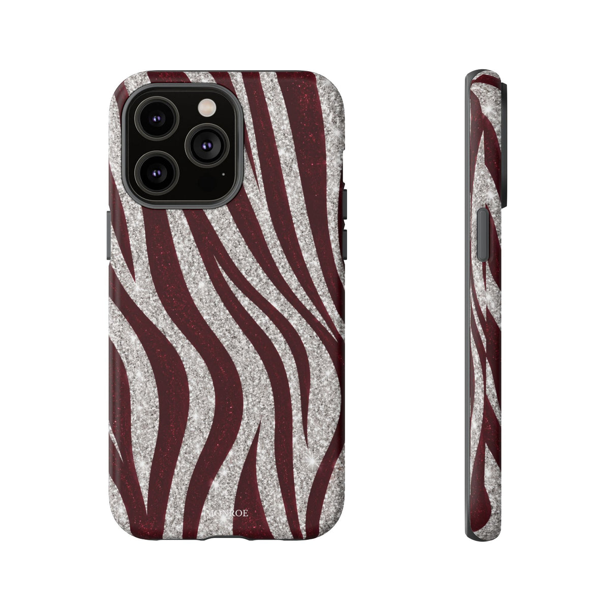 Burgundy Zebra Glitter Tough Case