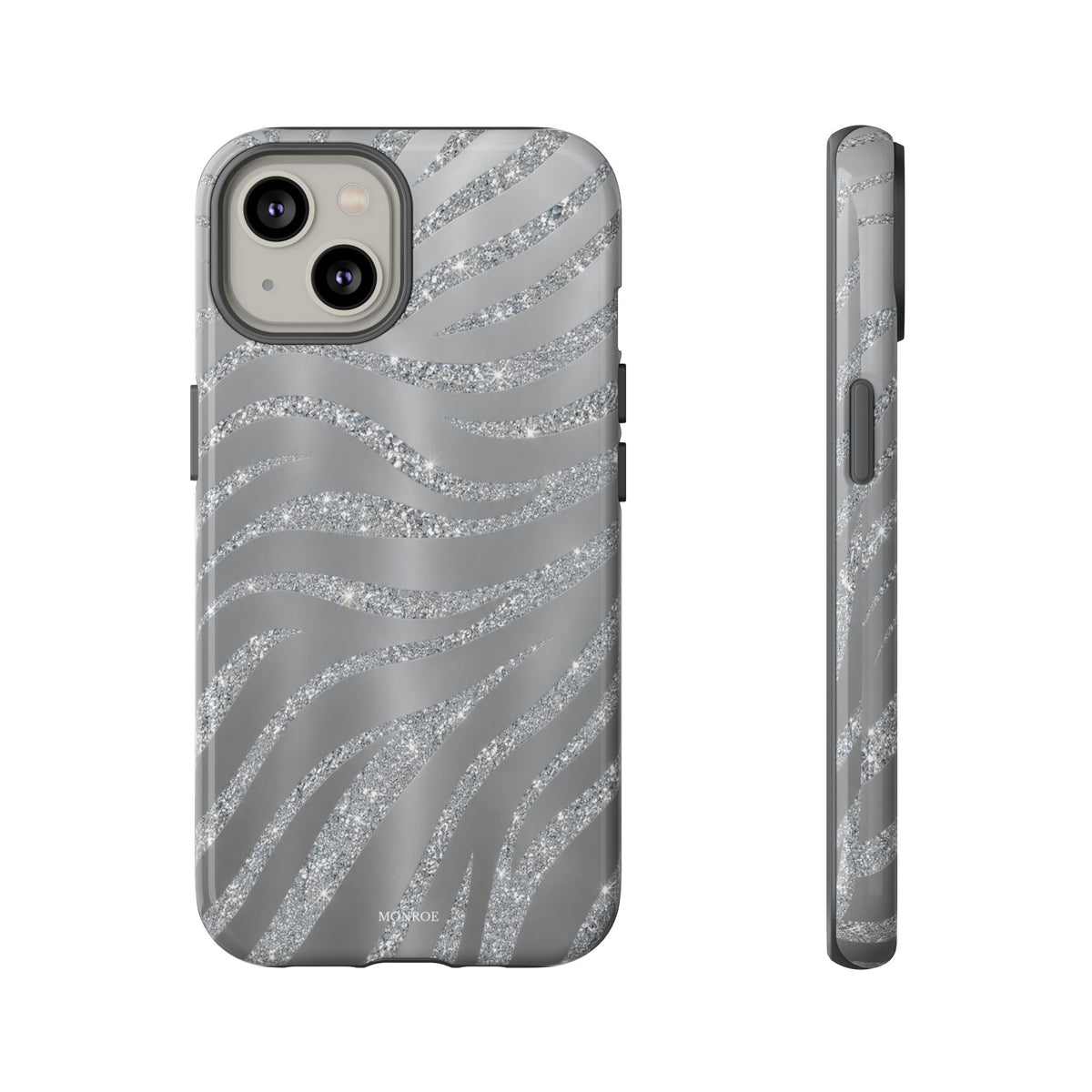Silver Glitter Zebra Tough Case
